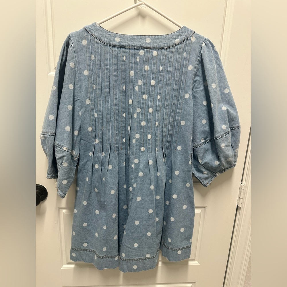 Peach Love Blue Polka Dot Tie-Front Romper - Picture 6 of 6